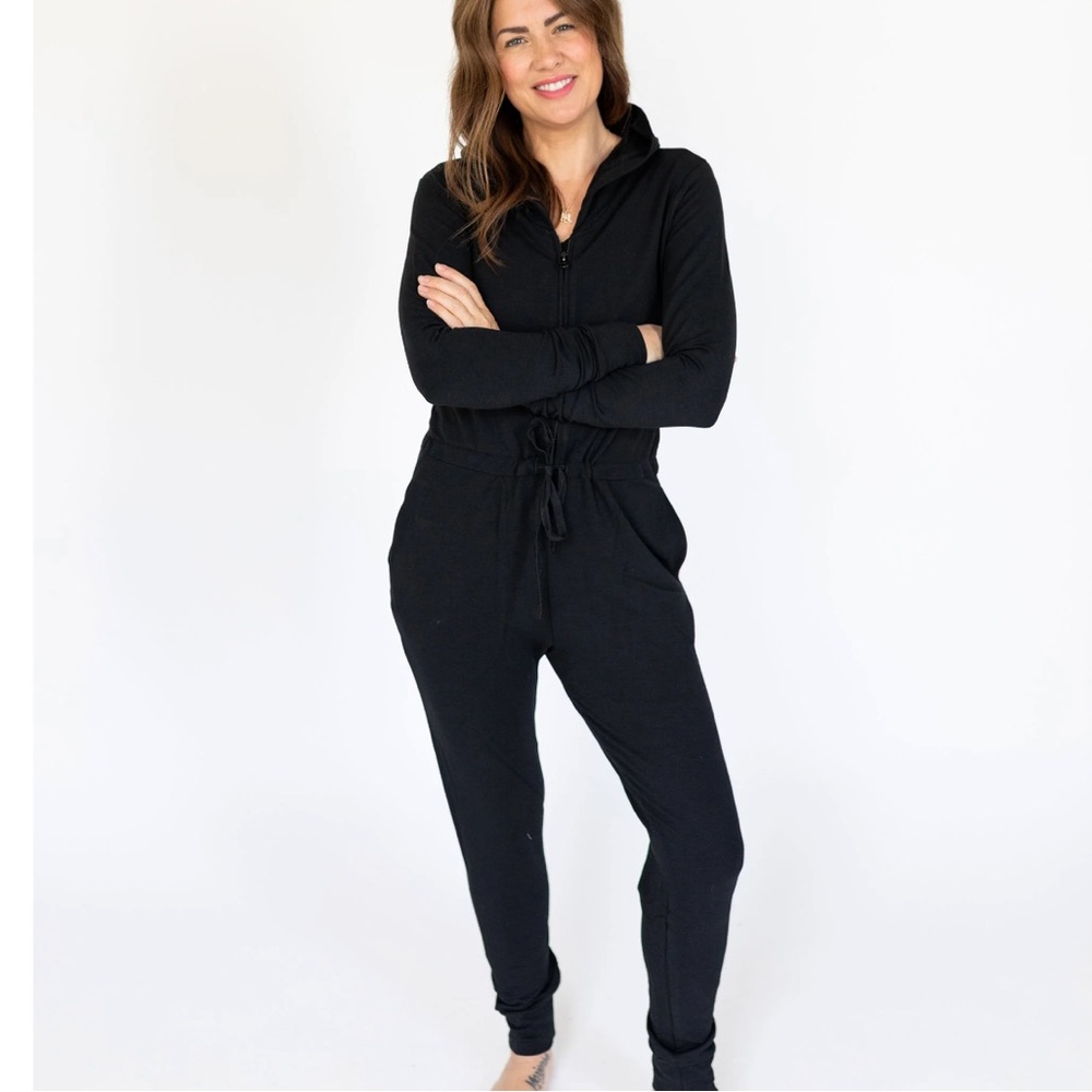Smash and Tess Jillian Harris Harris Hoodie Romper Midnight Black Medium